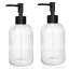 Ensemble de 2 distributeurs de savon en verre avec pompe, distributeurs de savon rechargeables 13,5 oz avec rayures verticales pour le lavage à la main et le lavage de la vaisselle, distributeur de savon de salle de bain élégant pour liquide vaisselle, lotion-1934948671