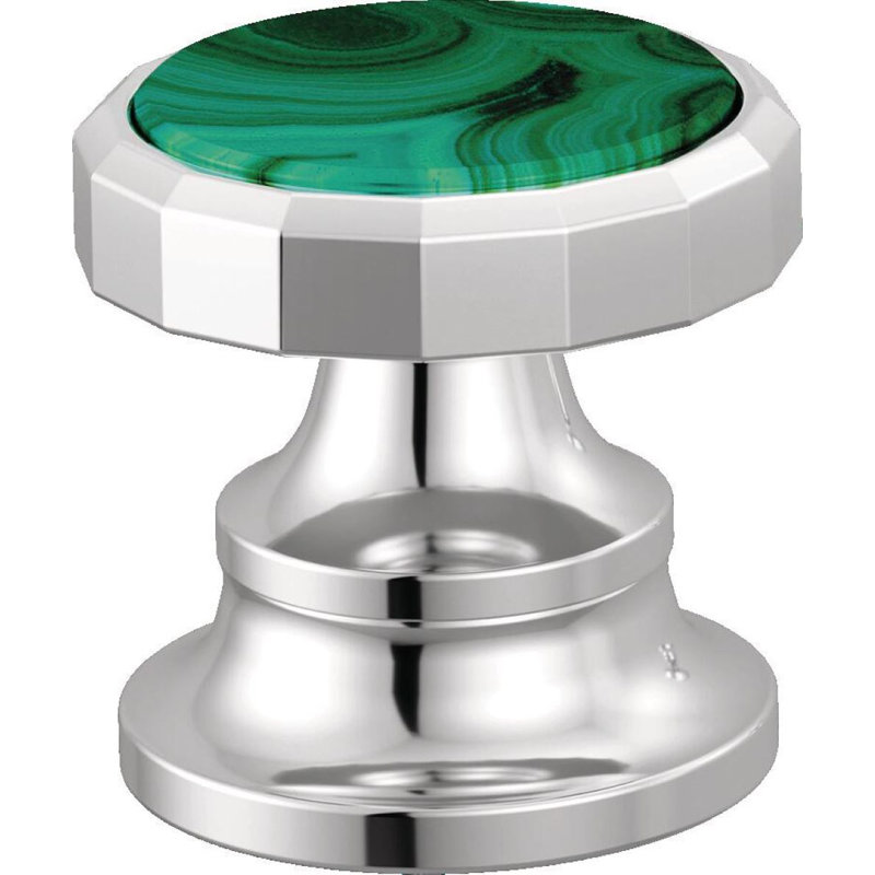 Beauclere™ Widespread Lavatory Faucet With Arc Spout, Polished Chrome, Wheel Handle with Malachite