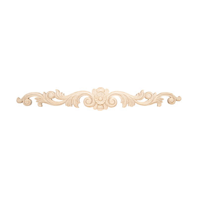 3-1/2 in x 24 in x 5/8 in Unfinished Hand Carved Solid Hard Maple Wood Onlay Floral Wood Applique