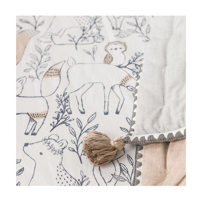 Woodland Animals Fitted Crib Sheet, 100% Cotton, Brown and White, Soft and Durable, Ezra