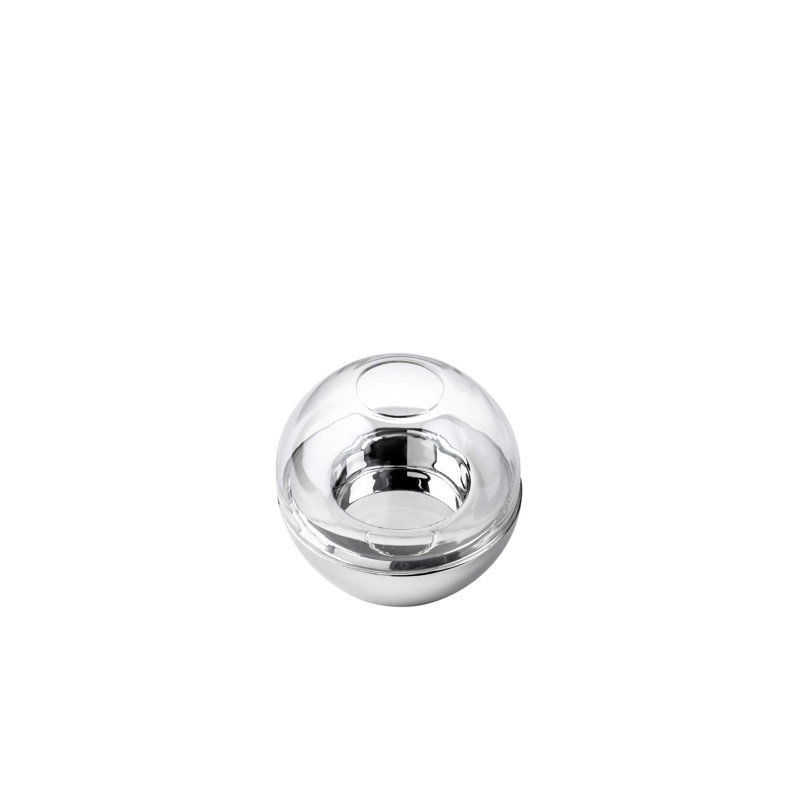 La Mode A ALM-664, 5-1/4'' Candle Holder w/Glass Top, Stainless Steel Hurricane Candleholder with Clear Lid, Votive Jar Candle Holder