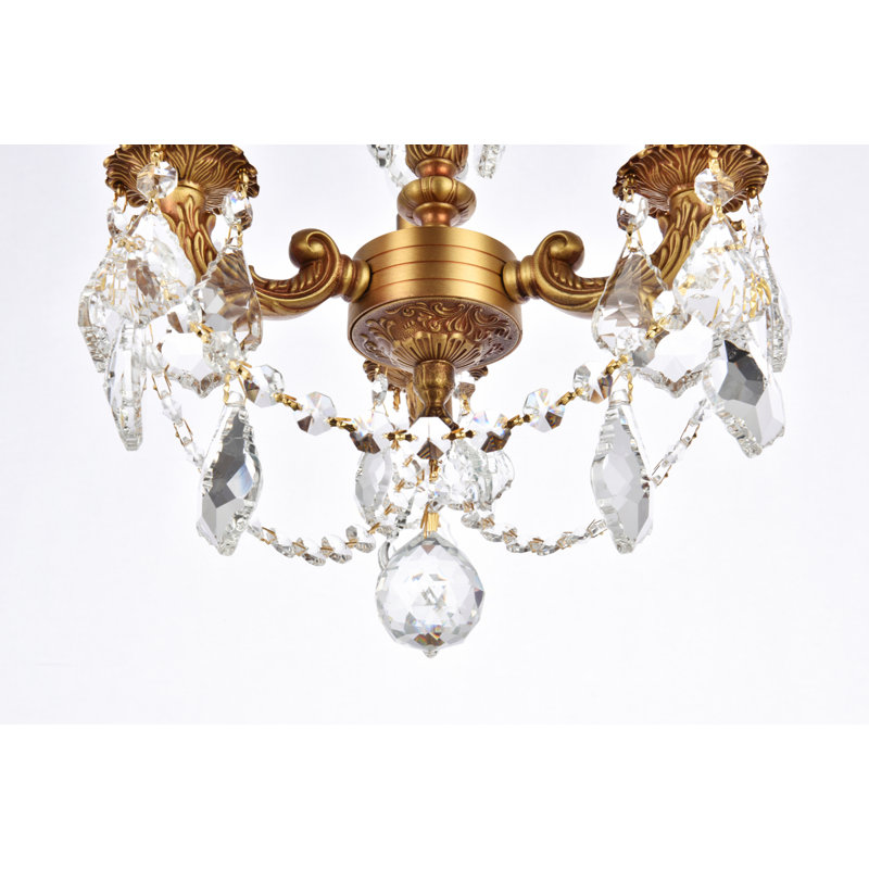 Downes 3 - Light Dimmable Chandelier, French Gold / Crystal (Clear) / Crystal Type