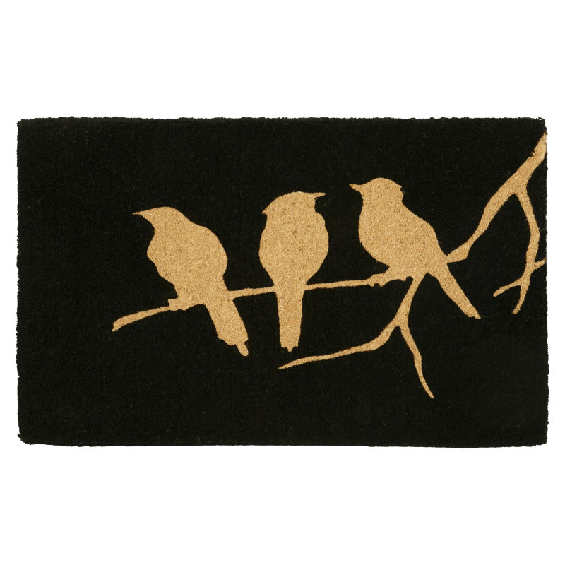 Paillasson Laurrine, 18" x 30" Thick, Birds on Branch - Black