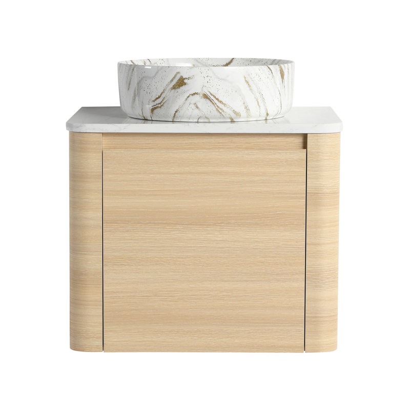Meuble-lavabo mural 24 po avec lavabo en céramique et porte à fermeture en douceur, contreplaqué, facile à assembler