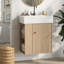 Meuble-lavabo mural avec lavabo en céramique, rangement à gauche et armoires à portes à fermeture en douceur-1593486904