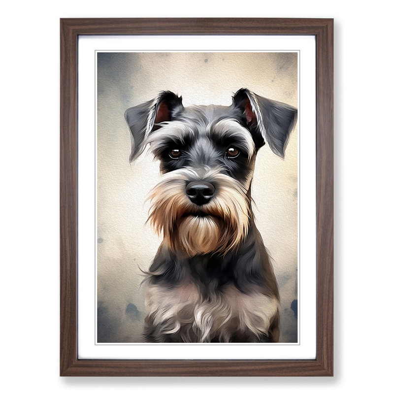 Schnauzer Digital Art - Framed Print, 34cm H x 25cm W x 2cm D, Walnut
