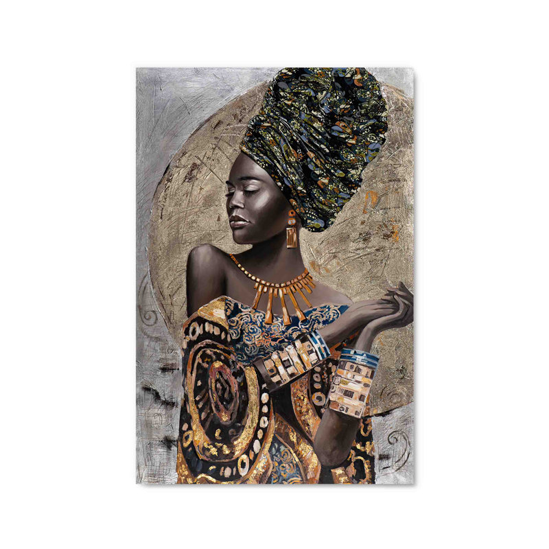 Femme africaine abstraite sur imprimé plastique / acrylique, H 45 po x l 30 po x P 1 po