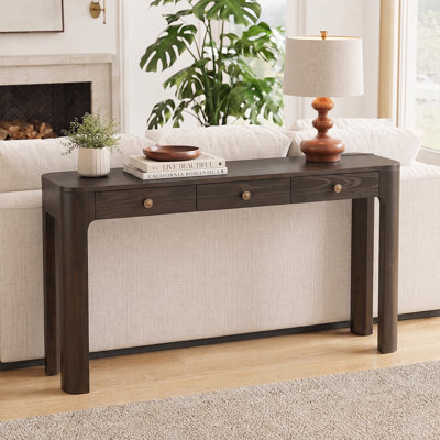 Safety-Focused Vintage Console Table With Rounded Corners&Storage Drawers & Decorative Display Function