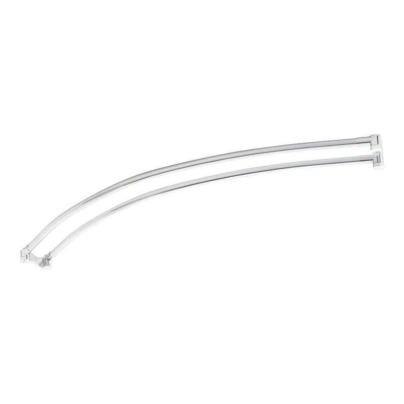 60" Chrome Curved Double Bar Wall Mounted Shower Curtain Rod