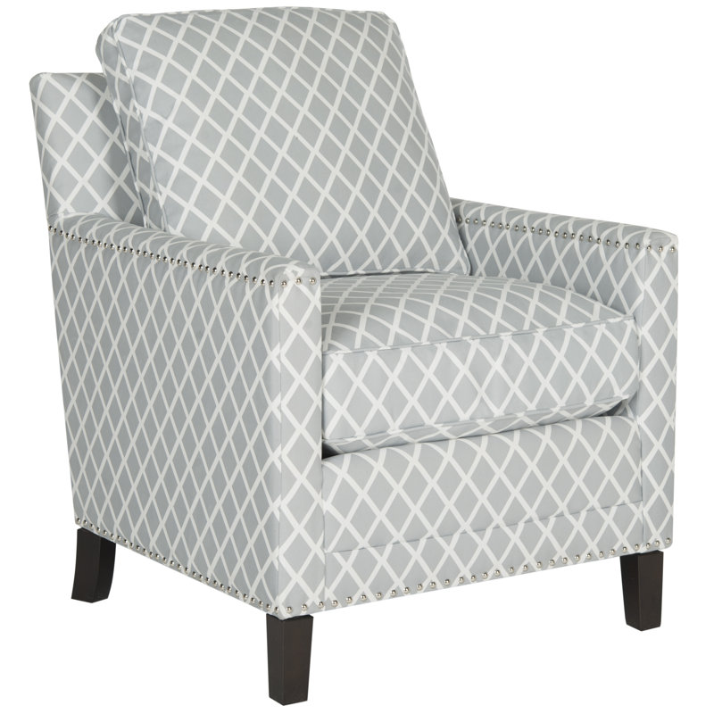 Upholstered Armchair, Gray/White Polyester Blend
