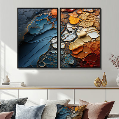 Mouvement fluide bleu et orange - impressions d'art bleues sur toile