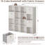 Ensemble de rangement modulaire 16 tiroirs avec tiroirs en tissu, bibliothèque blanche en bois rustique et cloison, ensemble de 2-481928821-481928808-481928820