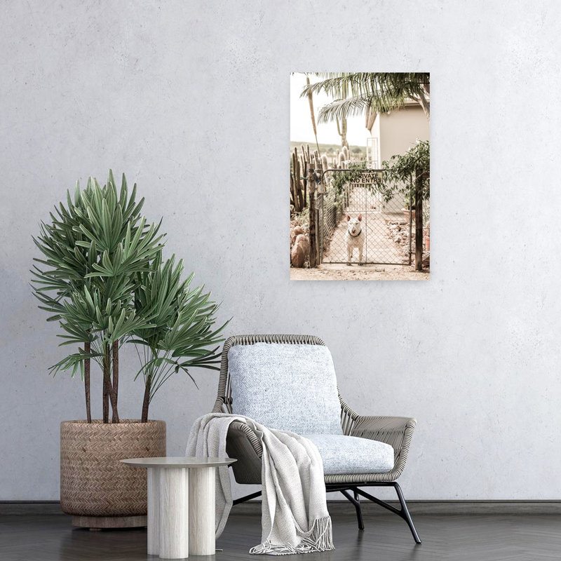Art contemporain, paysage abstrait, palmier, cactus, H 24 po x l 16 po