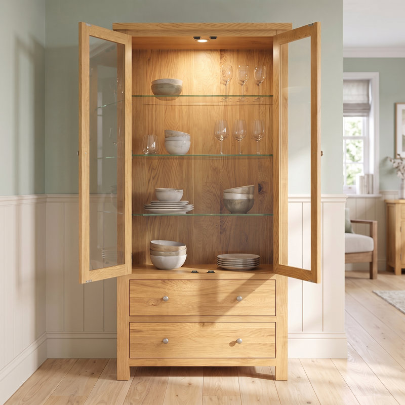 Solid Wood 90 cm W Display Cabinet