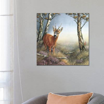 Deer In Forest by Jan Weenink - Wrapped Canvas Painting