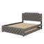Grand lit plateforme tapissier avec lit gigogne simple intégré et ports USB doubles-984474660