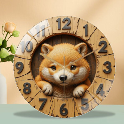 Horloge murale en bois avec conception unique de chat - Horloge murale moderne en verre 12 po