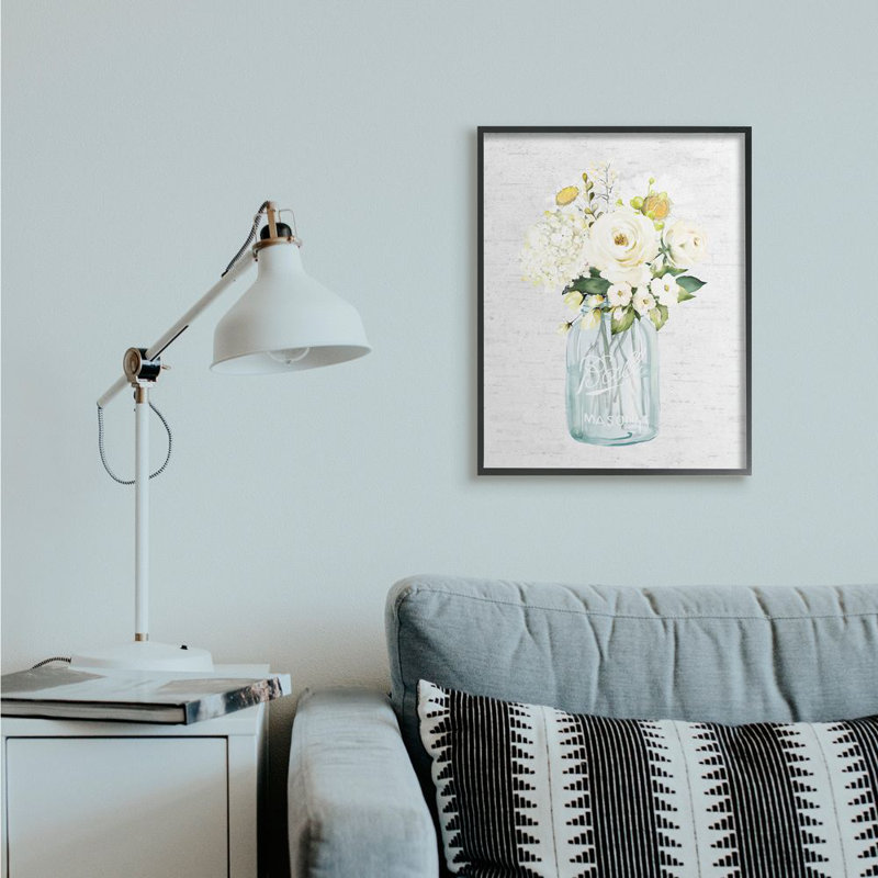 «Quaint Spring Floral Bouquet in Simple Blue Pot» par Lettré et doublé - impression d'art graphique