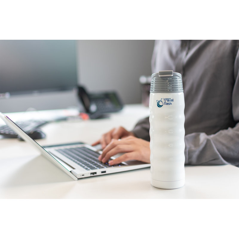 Pioneer Stainless Steel Travel Mug, White/Green