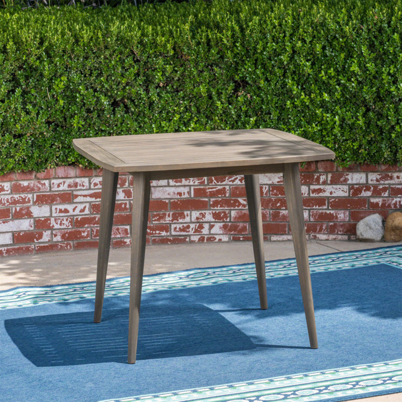 Table de salle à manger d'extérieur carrée en bois d'acacia avec pieds droits
