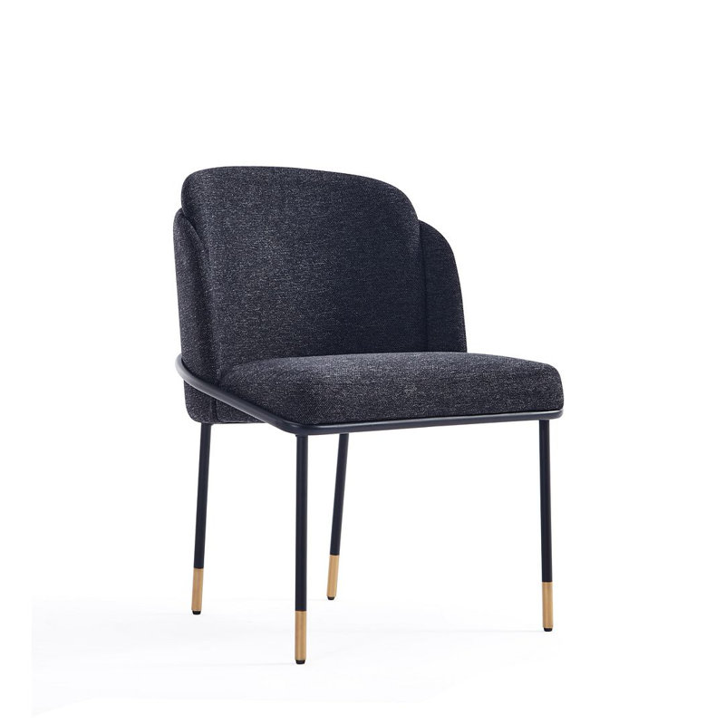 Flor Modern Twill Weave Upholstered Metal Dining Chair in Black, Black