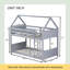 Lit superposé simple au-dessus d'une chambre simple avec tête de lit, pied de lit et garde-corps, échelle, lit superposé en bois d'hévéa avec garde-corps de sécurité, gris-1023931083