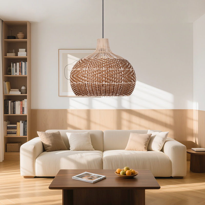 Luminaire suspendu dôme brun clair Boudica 1, H 21,65 po x l 23,62 po x P 23,62 po