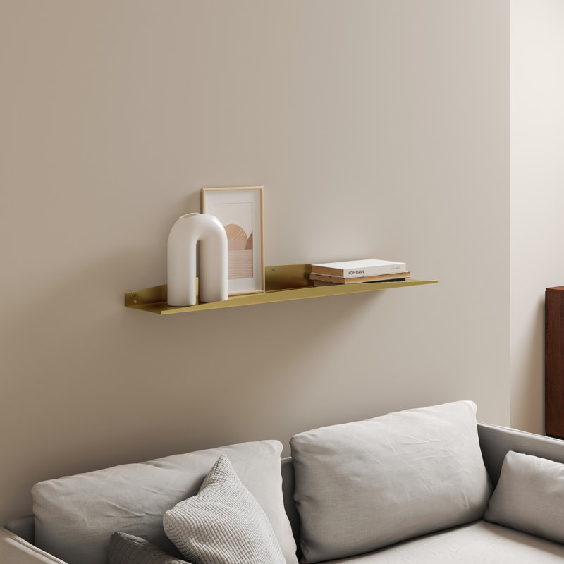 Tablette flottante en métal Ronella, Or, H 2,5 po x l 36 po x P 6 po