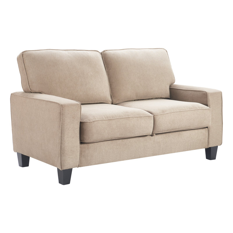Serta Palisades 61" Track Arm Fabric Loveseat with Storage, Soft Beige