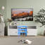 Meuble télé de 50 à 59 po, console de divertissement blanche moderne avec lumières à DEL, tablettes réglables à 3 niveaux et télécommande, lumières à DEL pour 32 à 60 téléviseurs, grand tiroir et base stable