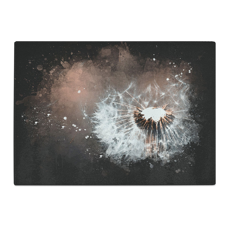 Tempered Glass Floating Dandelion Seeds Chopping Board, 20 cm x 28.5 cm