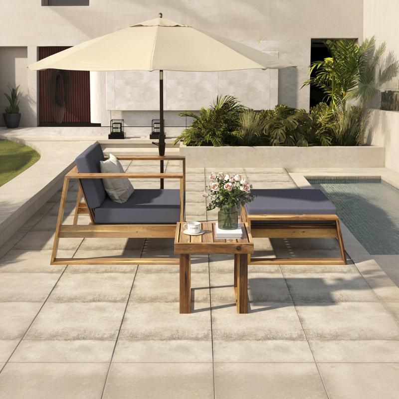 Acacia Wood Outdoor Lounge Set - Chairs And Benches, Ideal For Terraces, Balconies And Gardens, Gray