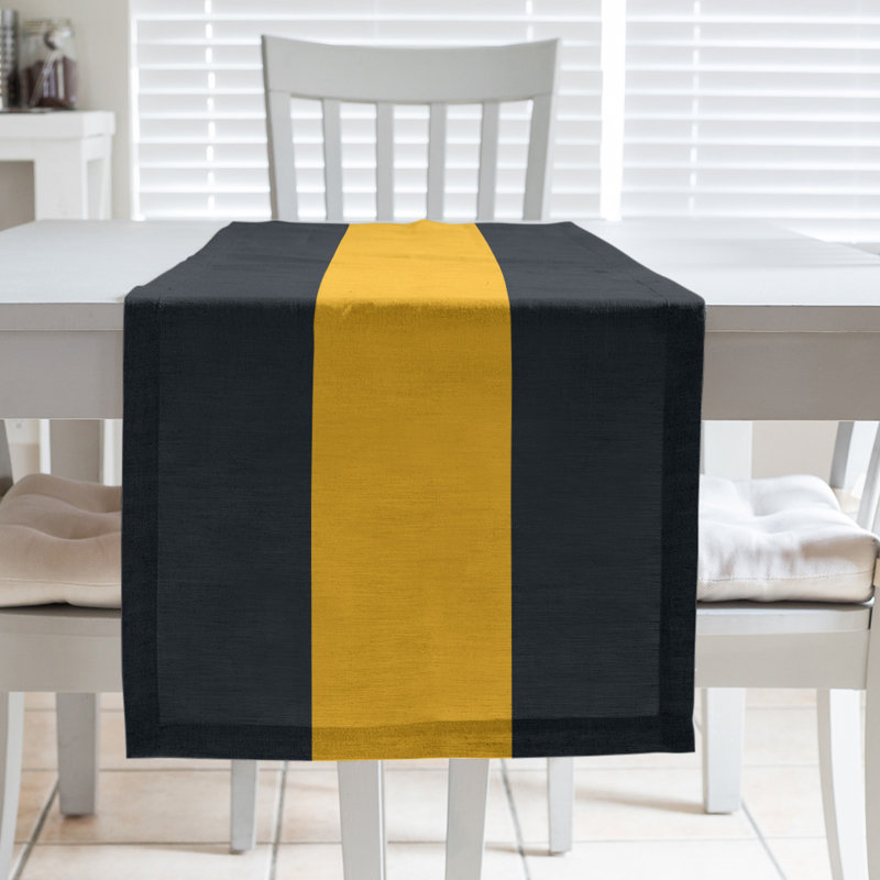 Pittsburgh Football Stripes Table Runner, 90" L x 16" W, Black/Gold, Cotton Blend