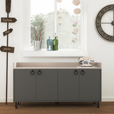 Brompton 140 Cm Wide Sideboard Modern Storage Cabinet with Hairpin Legs