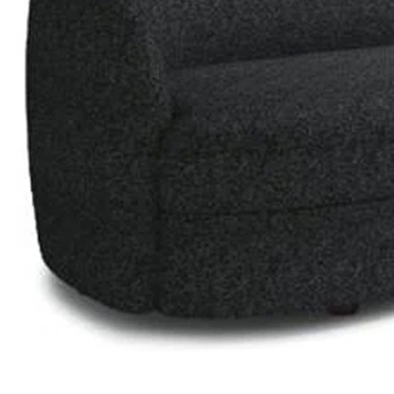 Canapé Srey, 84 po, bouclé, forme de reins courbés et lisses, Noir, noir, noir, noir