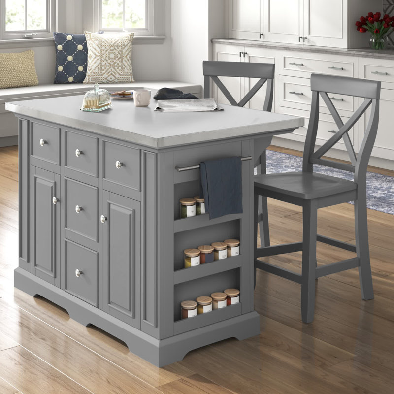 Ensemble d'îlot de cuisine 50 "Diamondback, Acier inoxydable, Gris