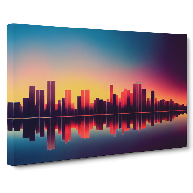 Vibrant Skyscraper Skyline - Wrapped Canvas, 35cm H x 50cm W x 3cm D