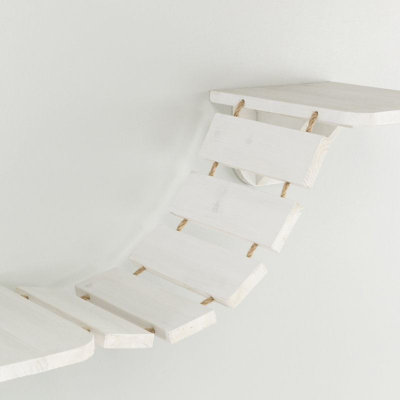 White Wall Mounted Cat Bridge with Sisal Steps