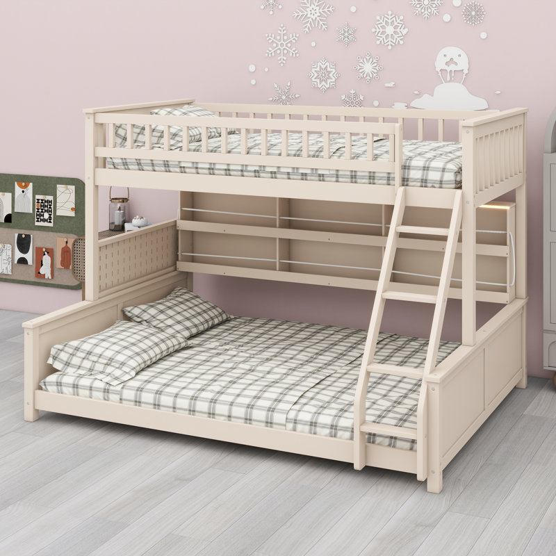 Solution de lit superposé tout-en-un avec compartiments de rangement, éclairage ambiant à changement de couleur et zone perforée créative