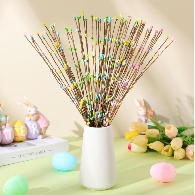 32 pièces de guirlande de baies artificielles de Pâques avec jets de baies de pastel, tiges de baies pastel, tiges florales