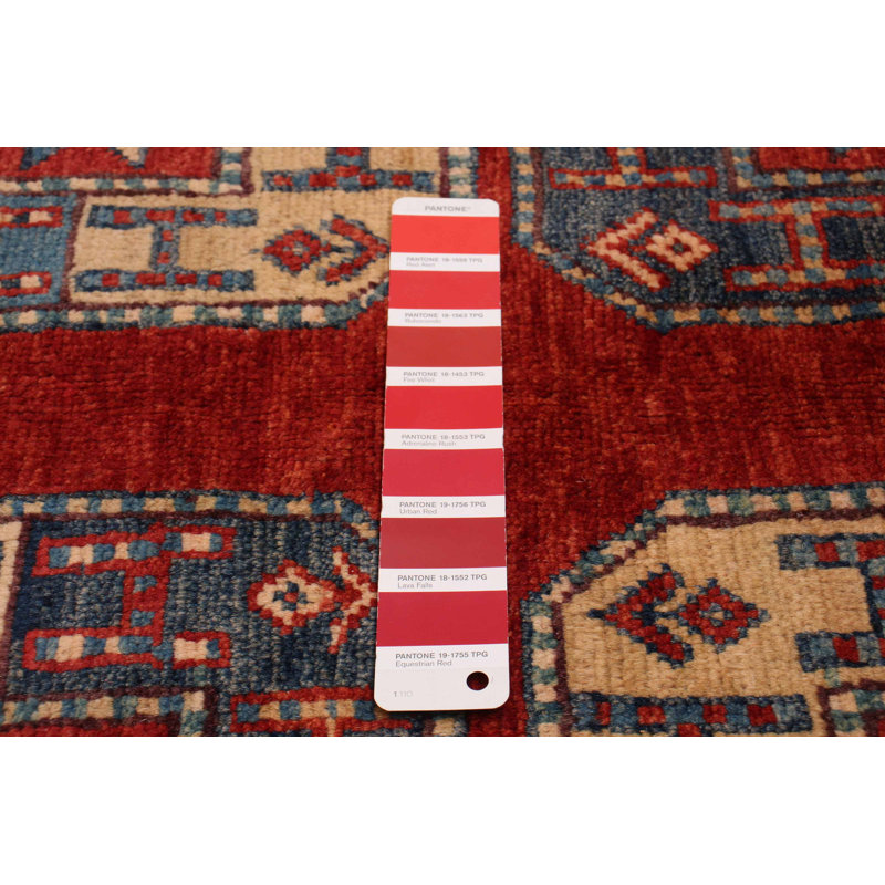 Tapis rouge nouvel âge en laine 3 pi 10 po x 5 pi 9 po Yukano