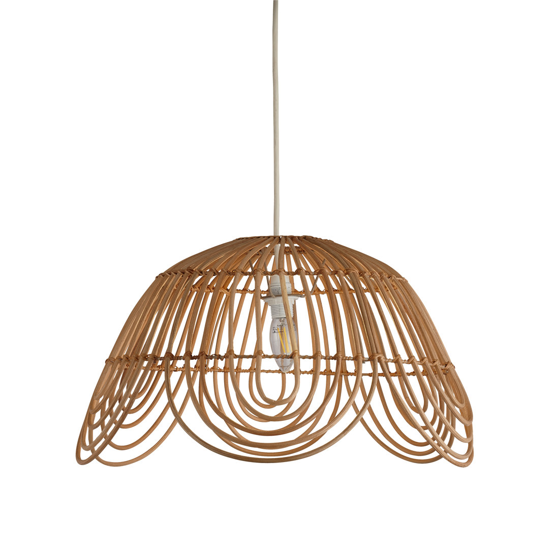 27Cm H Bamboo/Rattan Bowl Lamp Shade ( Clip On ) in Natural/Brown