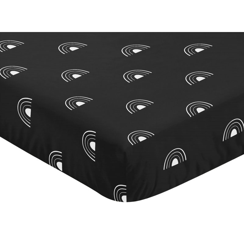 Rainbow Fitted Crib Sheet, Black/White