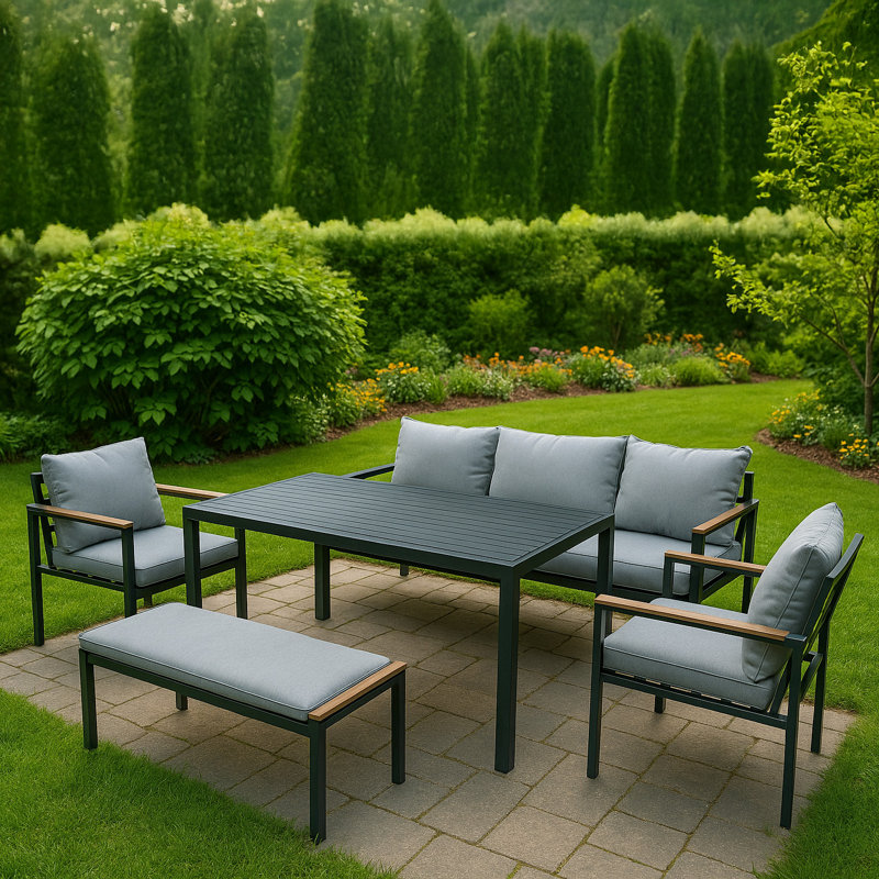 0cm Wide Straight Patio Sofa with Cushions