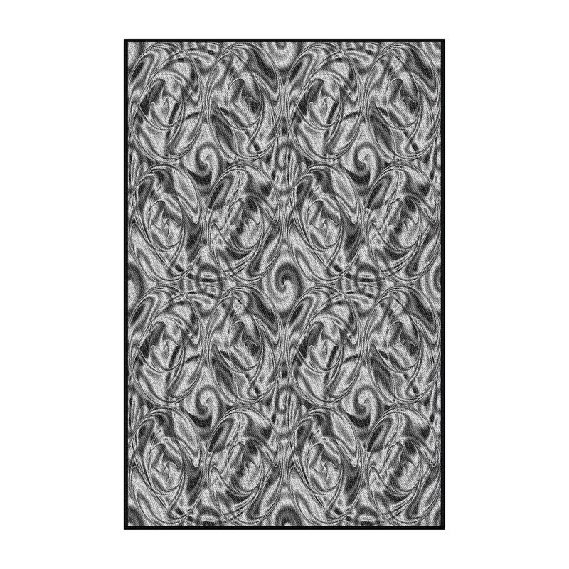 Laine tissée à la machine abstraite et polyester noir/blanc Tapis décoratif, Rectangle 8 pi x 10 pi