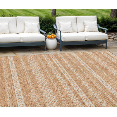 Tapis intérieur / extérieur lavable en terre cuite et beige 10 pi x 14 pi Southwestern