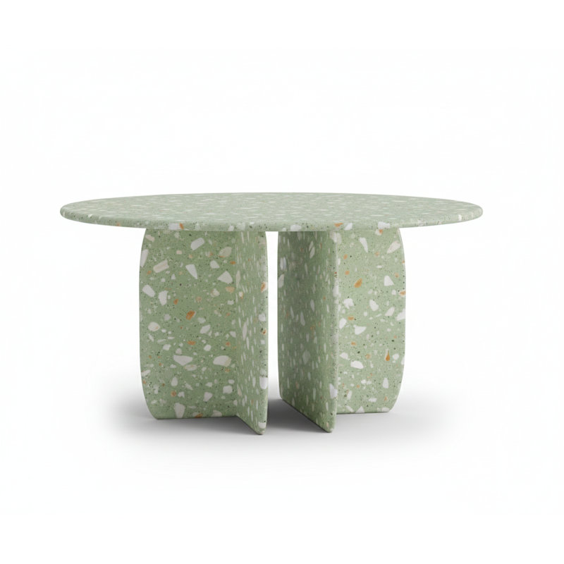 Catus Round Marble Dining Table, Terrazzo Sage