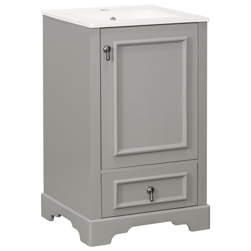 Meuble-lavabo de 20 po avec comptoir en céramique, Gris