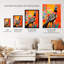 Wall Art Print Party Pheasant Oil Painting Orange Folk Art Vibrant Poster