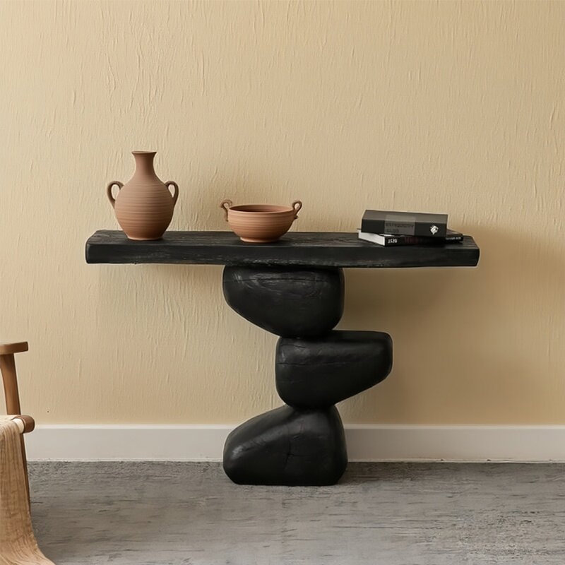 Table d'entrée de style wabi-sabi, H 29,53 po x l 47,24 po x P 11,81 po
